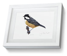 Coal Tit bird painting fine art print Framed