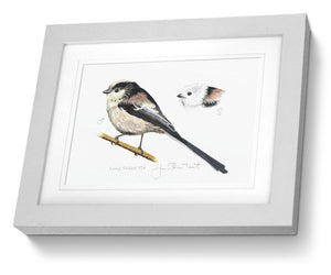 Framed print Long-tailed Tit bird painting fine art print
