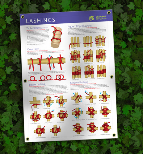 How to tie lashings waterproof outdoor poster banner A1 scouts and schools